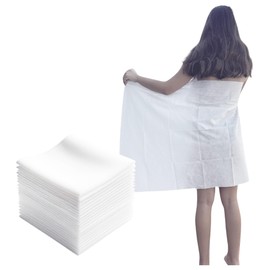 ISCALLI Disposable Towels for Bath, Guests, Spa and Salon, Camping, RV, Travel, Yoga, Gym, 20-Count, Single Use, Soft Linen Feel, Super Absorbent, 55.1 x 27.6 Inch (Bath Towel, 55.1" x 27.6")