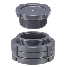 PATIKIL PVC Bulkhead Fitting with Plug NPT3", Bulkhead Water Tank Connector with Silicone Seal Gasket Garden Hose Fitting with Plug for Rain Bucket, Sinks, Aquariums, Gray