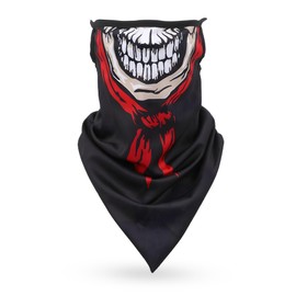 WedDecor Unisex Multifunctional Bandana Scarf with Ear Loop – Lightweight Cotton Headwear | Headwrap, Headband, Face Covering for Cycling, Hiking, Fishing – Washable & Reusable, Laughing Face Red