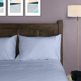 Bluebobbin Luxury Sateen 4 Piece Queen Size Sheet Set - 100% Natural, Long Staple and Breathable Cotton - 16 inches Deep Pocket & Envelope Style Pillowcases - Sky Blue