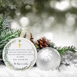 Godparents Ornament 2024,Godparents Gifts from Godchild,God Parents Presents Gifts,God Parent Gift Ideas for God Parents Gifts for Baptism,Ceramic Hanging Decoration with Gift Box&Ribbon 2.9"