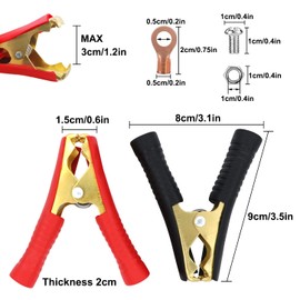 HuaLiSiJi Jumper Cable Clamps Heavy Duty 1000A Battery Cable Clamps 16.5cm Jumper Cable Clamps Pure Copper, with Insulating Sheath for Cars,Trucks, Ships (1000A 2PCS)