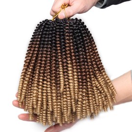 Xtrend 6 Packs Synthetic Fibre Ombre Spring Twist Braids Hair Crochet Braiding Hair 90 Strands 8 Inch Passion Twist Crochet Hair for Butterfly Locs Extensions Fluffy Twist 53#