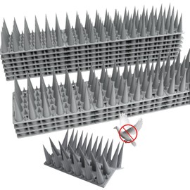 10Packs 9.84 Ft Bird Deterrent Spikes Strips Bird Spikes for Small Birds Deterrent Spikes for Fences and Roof to Keep Birds Away (Gray-10packs)