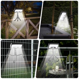 Solar Motion Lights Outdoor with Flexible Octopus Tripod, USB & Solar Powered Motion Sensor Lights with 92 LEDs(600LM,6000K), IP65 Waterproof Motion Activated Light for Fence, Camping, Gutter(2 Pack)