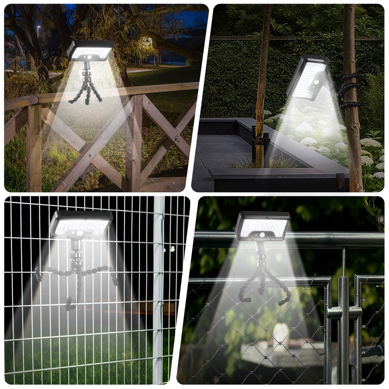 Solar Motion Lights Outdoor with Flexible Octopus Tripod, USB &