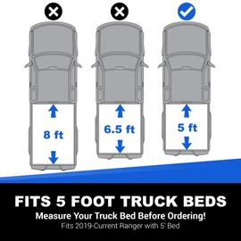 TACTIK Soft Tri-Fold Truck Bed Tonneau Cover - Fits Ford Ranger 2019-2023 with 5' Short Bed - Ford Ranger Tonneau Cover - Heavy Duty Aluminum Frame - Marine Grade 24 oz Vinyl