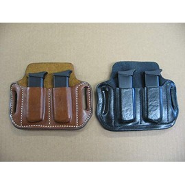 Azula Leather 2 Slot Molded Pancake Belt Mag Pouch for 1911 Single Stack Pistol Magazines Black