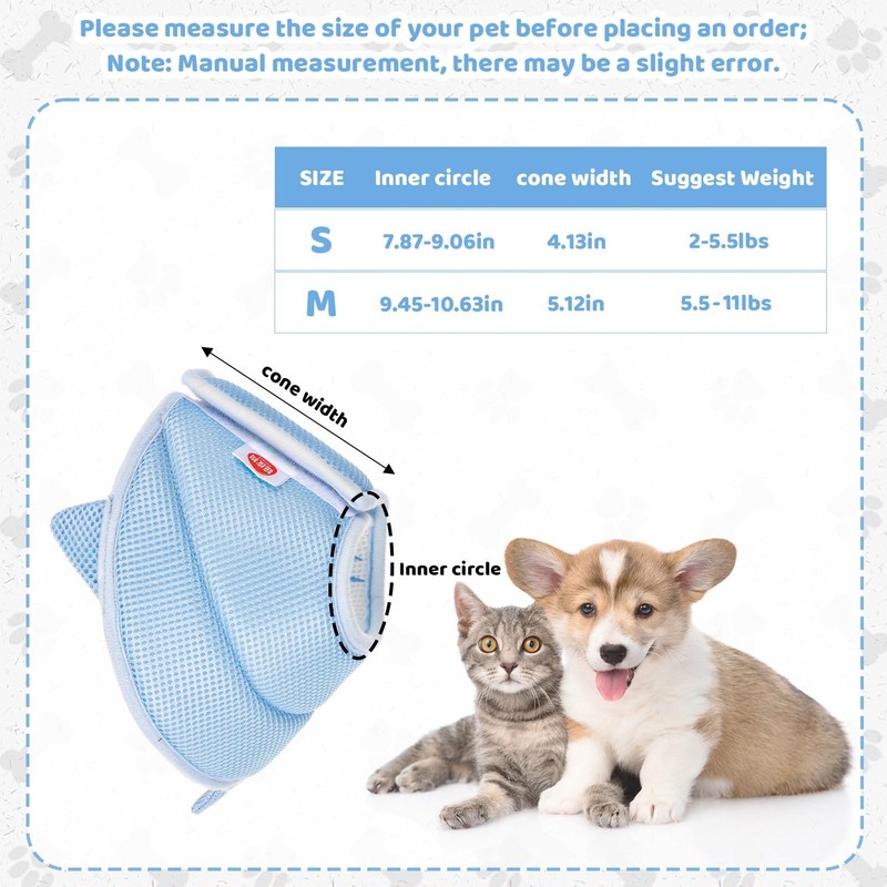 FRIUSATE Cat Cone Collar Soft, Cute Cat Recovery Collar Soft