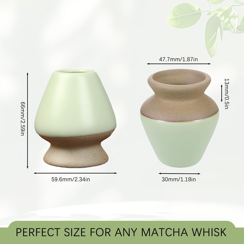Ceramic Matcha Whisk Holder for Bamboo Chasen, Light Green Tea
