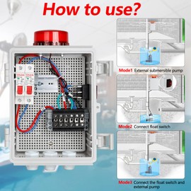 Sump Pump Alarms-Indoor/Outdoor High Water Septic Tank Alarm- 12ft Level Float Switch-with 110dB Loud Alarm and Large LED Indicator Lights-Ideal for Septic Sump Pump Pond Water Tank