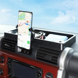 Aunginsy Center Console Dash Storage Tray Compatible with Toyota FJ Cruiser 2007-2021 Dashboard Multi-Functional Phone Holder Storage Box Dash Organizer Tray Insert With Mobile Phone Mount Accessories