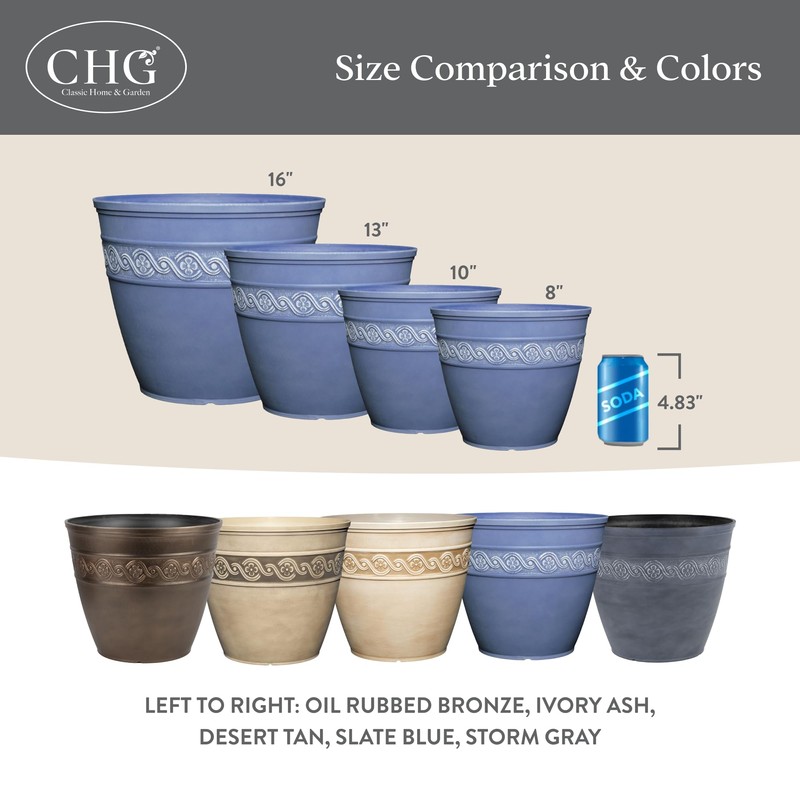 Classic Home and Garden Corinthian Resin Planter Pot - Outdoor