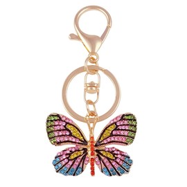 Axmerdal Cute Animal Butterfly Crystal Rhinestone Sparkling Keychain Key Ring Car Bag Pendant Purse Charm Decor Gifts (light pink)