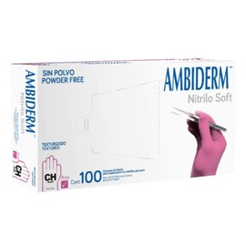 Guante de Nitrilo Soft Ambiderm Color Rosa Talla Chico Sin Polvo