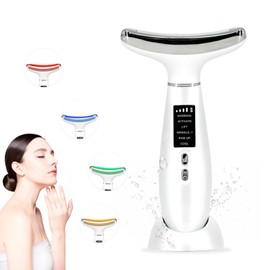 Facial and Neck Massager, Soothing and Relaxing Face Massager Device with 4 Color LED Vibration and Thermal Functions for Skin Care