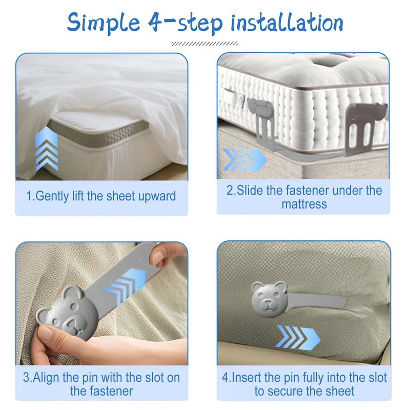 Tianher Bed Sheet Clips, 4 Pieces Fitted Sheet Clips With