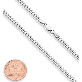 Miabella Italian Solid 925 Sterling Silver 3.5mm Diamond Cut Cuban Link Curb Chain Necklace for Women Men, Made in Italy (Length 18 Inch (women's average length))