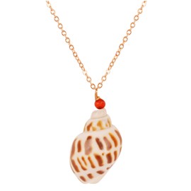 NEW! Touchstone Indian Bollywood Beautifully Handcrafted Natural shell Conch Shape Pendant In Gold Tone For Women.