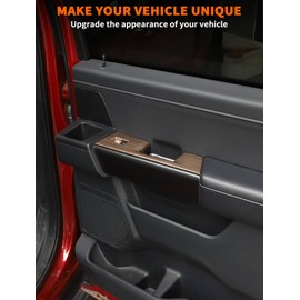 Savadicar Wood Grain Interior Accessories - Rear Door Window Button Panel Trim Cover for Ford F150 (2021-present) - Premium Texture Interior Decor Upgrade Option, 2-Piece Set