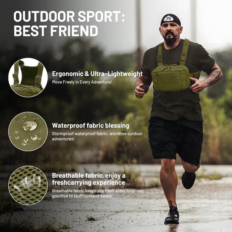 AUMENTAR Tactical EDC Chest Bag Utility Molle Chest Rig Pouch