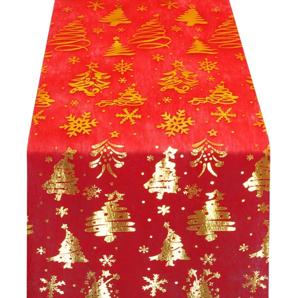 Table Runner Christmas Red, Table Runner Christmas Roll with Gold