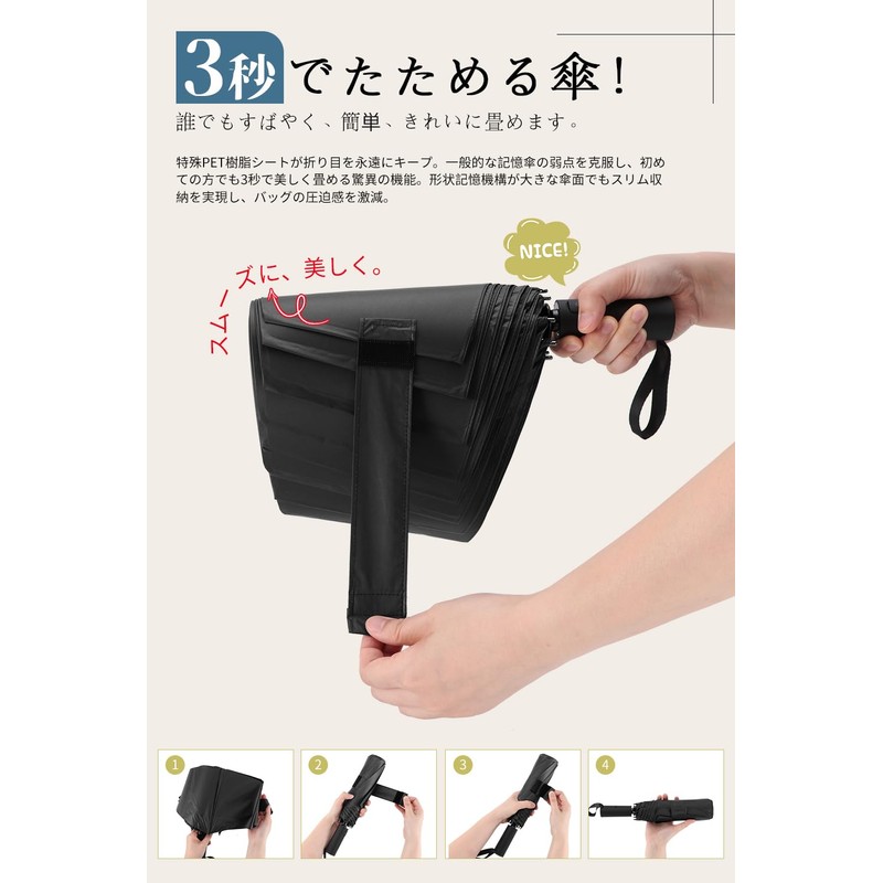 【2025 Strongest Specification】Shape Memory Sun Umbrella, Folding, Folds in 3