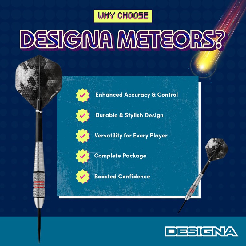 Designa Darts Meteors | 32g Premium 90% Tungsten Heavy Barrel