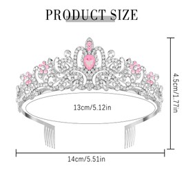 Tiaras Crown,Tiara Crown Crystal,Princess Tiara,Birthday Tiara For Women,Pink Tiara,Silver Tiaras For Women,Princess Tiara Adult,Pink and White Diamonds
