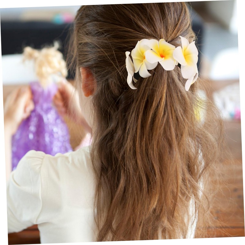 Minkissy Plumeria Garland Hair Tie Hawaiian Flower Hair Band Ponytail