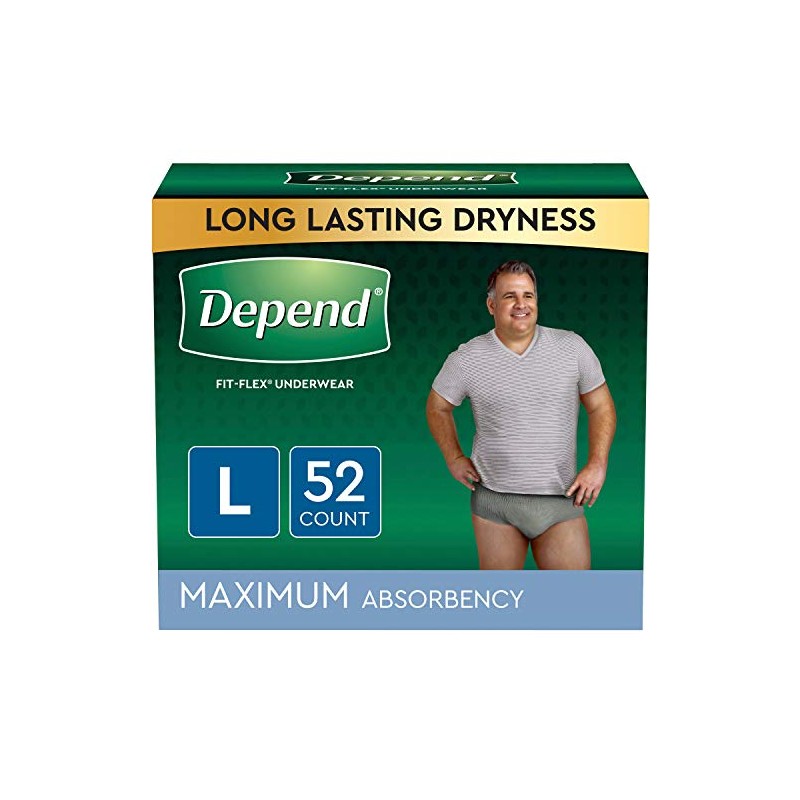 Depend FIT-FLEX Incontinence Underwear for Men, Maximum Absorbency, Disposable, Large,