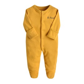 amropi Baby Girls' Sleepsuit Pack of 3 Boys Pyjamas Cotton Overalls Romper for 0-12 Months, Yellow White Dot