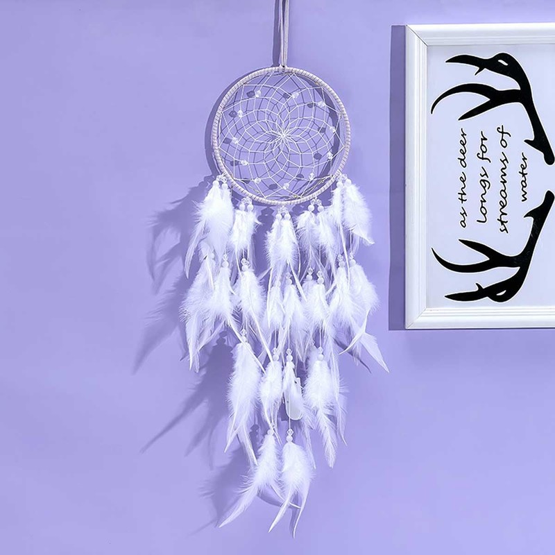 Dream Catcher Wall Hanging Feather Decoration, Hand Knitted, Dream Network,