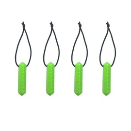 Sensory Oojamabobs - Zip chew Toggles 1/2/4/8 Pack - Autism ADHD Chewy Jewellery - stimming Anxiety aid - Green (4)