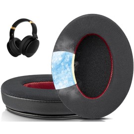 SOULWIT Cooling Gel Earpads Cushions Replacement for Cowin E8 Headphones, Ear Pads Cushions with Ice Silk Fabric, Noise Isolation Foam - Black
