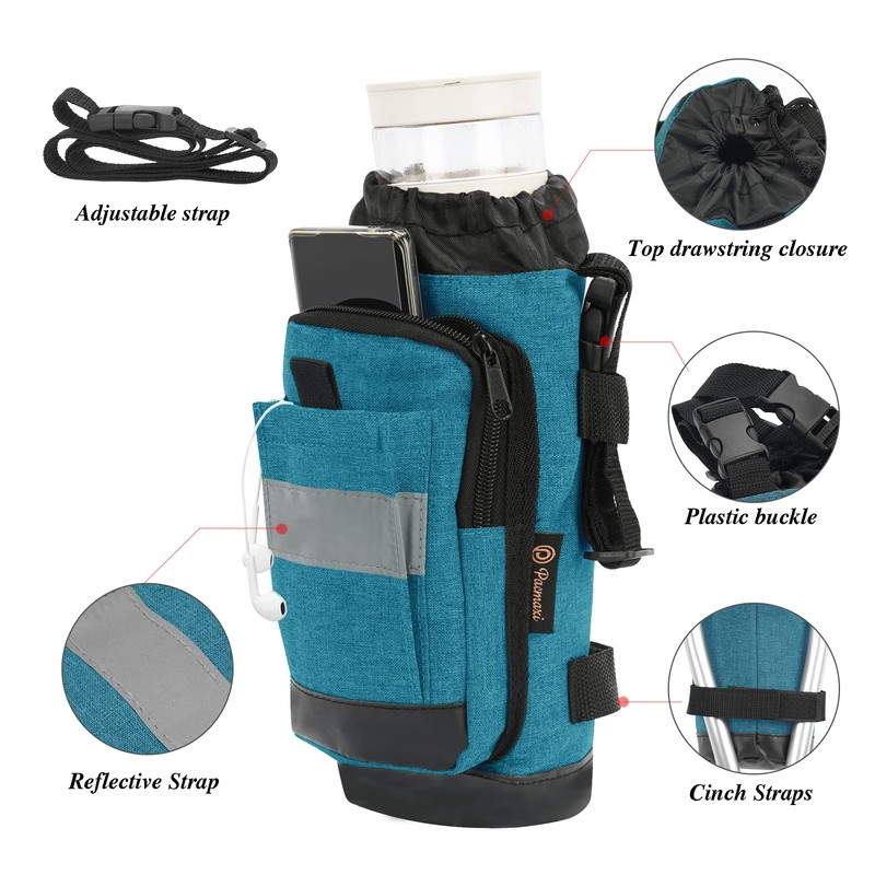 Crutch Bag Lightweight Crutch Accessories Storage Pouch with Reflective Strap