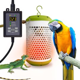 SYSAI Bird Cage Heater with Intelligent Thermostat Controller,Anti-bite Power Cord Protector, Reliable Heating 24x7,Unique Red Light Lamp,Small Pet Winter Warming Equipment(50W)