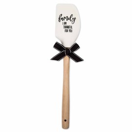 Brownlow Gifts Silicone Spatula with Wooden Handle, Hand Lettered Family Silicone