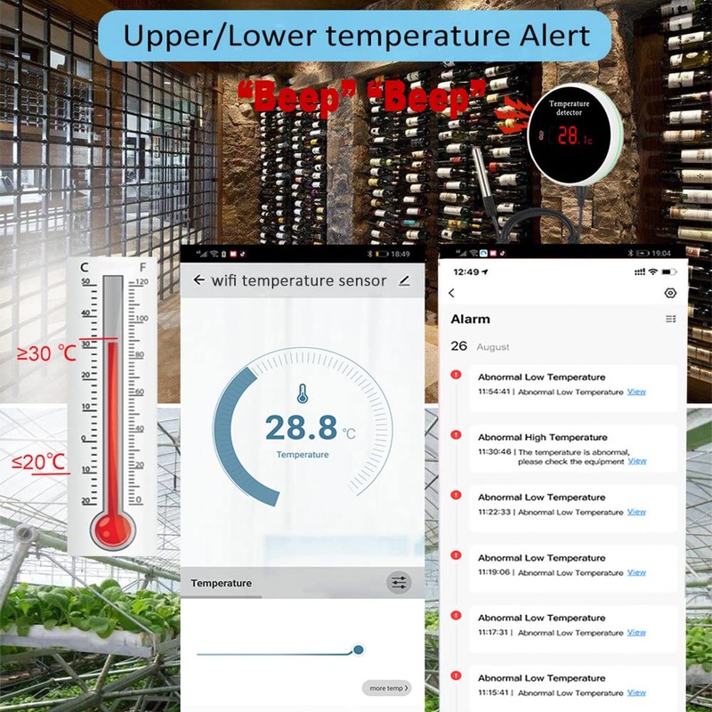 WiFi Temperature Sensor Smart Thermometer: Digital Temperature Monitor Gauge with