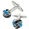 Jonwo Black and Blue Twist Knot Men Cuff Links for