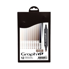 Graph'it Pack of 12 Double Ended Alcohol Based Markers Warm Greys Colors