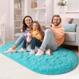 LOCHAS Ultra Soft Children Rugs Room Mat Modern Shaggy Area Rugs Home Decor 2.6' x 5.3', Blue