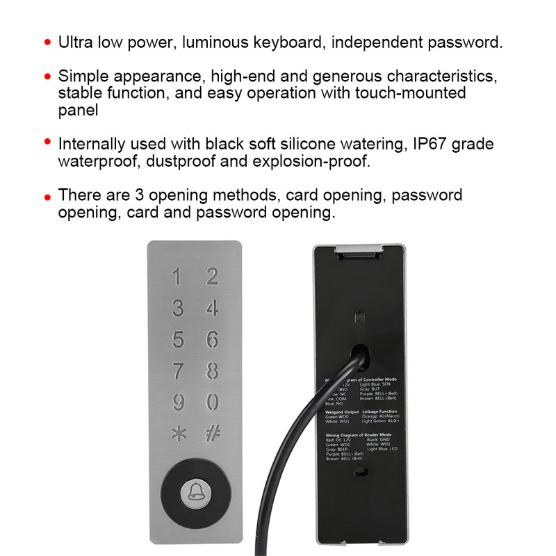 R372 Metal Waterproof Home Wiegand Card Password Door Entry Access