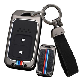ontto Zinc Alloy Car Key fob Cover Fit for Honda CRV Pilot Accord Civic Jazz Jade Fit HR-V Freed 2017 2018 2019 Remote Key case Keyring Key Shell Holder Bag Keychain Accessories 2 Button Black A