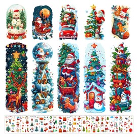 Partywind 36 Sheets Full & Half Arm Christmas Temporary Tattoos for Kids, Christmas Holiday Party Supplies, Surprise Kids Stocking Stuffers Santa Snowman Party Decorations, Xmas Party Favors