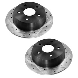 AutoShack Rear Drilled Slotted Brake Rotors Black Pair of 2 Driver and Passenger Side Replacement for 1999 2000 2001 2002 2003 2004 Jeep Grand Cherokee 4.0L 4.7L V8 4WD AWD RWD PR6121LR