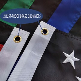 Embroidered Thin Green Red Blue Line Police Flag 3x5 Outdoor- Blue Stripe American Police Flags Vivid Colors 240D Polyester with Brass Grommets Enforcement Officers