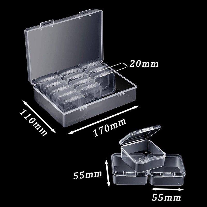 Storage Box with Lid, Small, Plastic Clear Box with Hinged