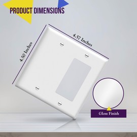 ENERLITES Combination Decorator Rocker/Blank Outlet Wall Plate, Standard Size, 2-Gang 4.50 inch x 4.57 inch Light Switch Cover, Polycarbonate Thermoplastic, UL Listed, 880131-W, White