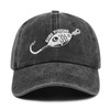Embroidered Gone Fishing Hats for Men Women, Adjustable Washed Black